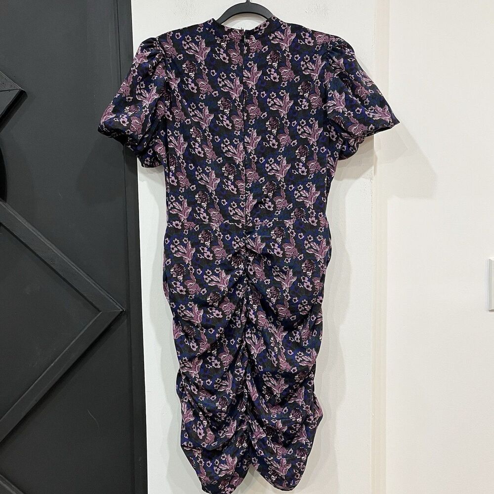 Melrose & Market Floral Ruched Puff Sleeve Dress High Neck Large - Picture 6 of 8